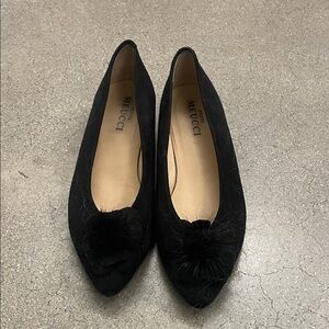 Stuart Weitzman Black Loafers with Floral Detail